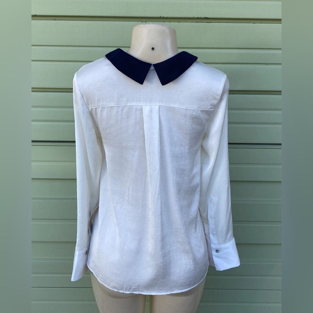 Zara Basic Ecru Block Pocket Button Down Long Sle… - image 5